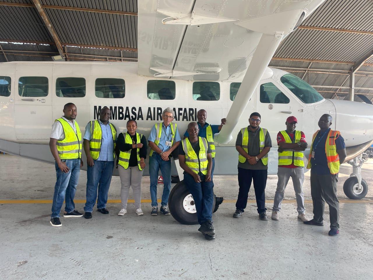 Aircraft undergoing maintenance check